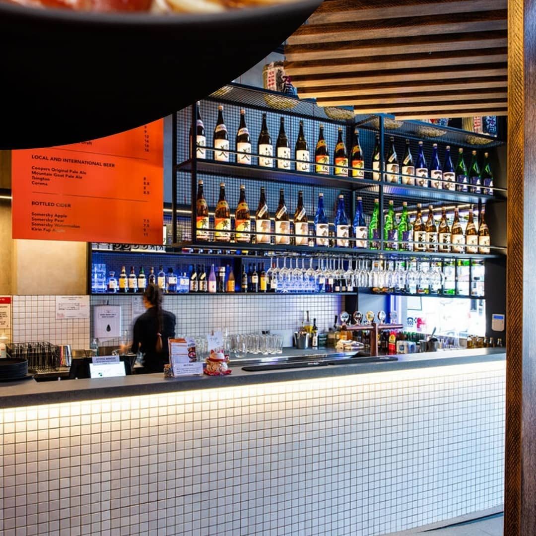 The bar, lined with Japanese whisky and sake